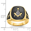 Men's Enamel and Onyx Masonic Ring in 14K Yellow Gold, 3.2mm, Size 10