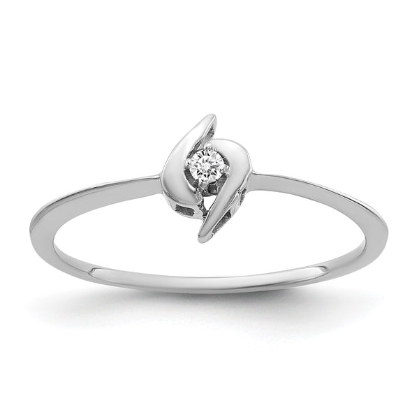 14k White Gold Polished AA Diamond Ring, Size 6 - Birthstone Company