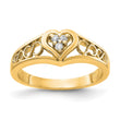 14k Polished AA Diamond Heart Ring, Size 6 - Birthstone Company