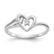 14k White Gold Polished AA Diamond heart ring, Size 6 - Birthstone Company