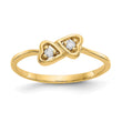 14k Polished AA Diamond heart ring, Size 6 - Birthstone Company