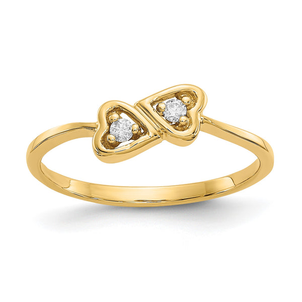 14k Polished AA Diamond heart ring, Size 6 - Birthstone Company