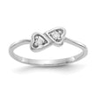 14k White Gold Polished AA Diamond Heart Ring, Size 6 - Birthstone Company