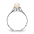 14k White Gold 5mm FW Cultured Pearl Ring, Size 6 - Birthstone Company