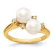 14k 6mm FW Cultured Pearl AA Diamond ring, Size 6 - Birthstone Company