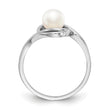 14k White Gold 5.5mm FW Cultured Pearl Ring, Size 6 - Birthstone Company
