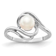 14k White Gold 5.5mm FW Cultured Pearl Ring, Size 6 - Birthstone Company