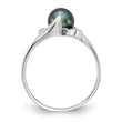 14k White Gold 5.5mm Black FW Cultured Pearl ring, Size 6 - Birthstone Company