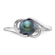 14k White Gold 5.5mm Black FW Cultured Pearl ring, Size 6 - Birthstone Company