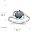 14k White Gold 5.5mm Black FW Cultured Pearl ring, Size 6 - Birthstone Company