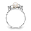 14k White Gold 5.5mm FW Cultured Pearl AA Diamond ring, Size 6 - Birthstone Company