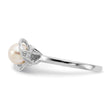 14k White Gold 5.5mm FW Cultured Pearl AA Diamond ring, Size 6 - Birthstone Company