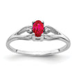 14k White Gold 5x3mm Oval Ruby & AA Diamond Ring