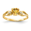 14k 5mm Heart Citrine VS Diamond ring, Size 6 - Birthstone Company