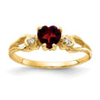 14k 5mm Heart Garnet AAA Diamond ring, Size 6 - Birthstone Company