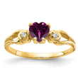 14k 5mm Heart Rhodolite Garnet AA Diamond ring, Size 6 - Birthstone Company