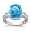 14k White Gold 12x10mm Oval Blue Topaz AA Diamond ring, Size 6 - Birthstone Company