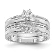 14k White Gold AA Quality 1/20 carat Diamond Trio Complete Engagement Ring, Size 6 - Birthstone Company