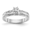 14k White Gold AA Quality 1/20 carat Diamond Trio Complete Engagement Ring, Size 6 - Birthstone Company
