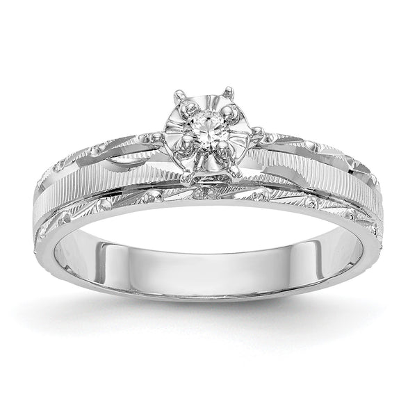 14k White Gold AA Quality 1/20 carat Diamond Trio Complete Engagement Ring, Size 6 - Birthstone Company