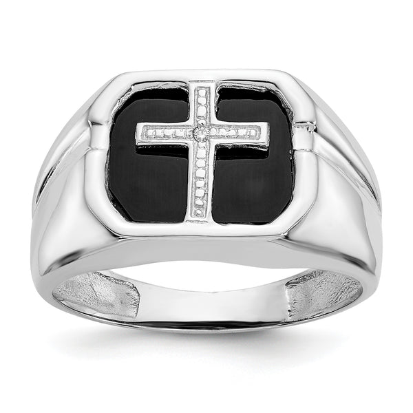 14k White Gold AAA Diamond men's ring, Size 10 - Birthstone Company