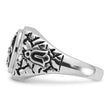 14k White Gold Men's Polished Antiqued and Textured with Black Enamel and AAA Quality Diamonds Masonic Ring, Size 10 - Birthstone Company