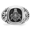 14k White Gold Men's Polished Antiqued and Textured with Black Enamel and AAA Quality Diamonds Masonic Ring, Size 10 - Birthstone Company