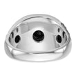 14k White Gold Men's Polished Antiqued and Textured with Black Enamel and AAA Quality Diamonds Masonic Ring, Size 10 - Birthstone Company