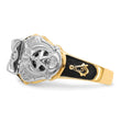 14k Two-tone Men's Polished and Textured with Black Enamel and VS Quality Diamond Masonic Ring, Size 10 - Birthstone Company