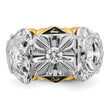 14k Two-tone Men's Polished and Textured with Black Enamel and VS Quality Diamond Masonic Ring, Size 10 - Birthstone Company
