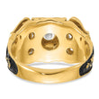 14k Two-tone Men's Polished and Textured with Black Enamel and VS Quality Diamond Masonic Ring, Size 10 - Birthstone Company