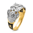 14k Two-tone Men's Polished and Textured with Black Enamel and VS Quality Diamond Masonic Ring, Size 10 - Birthstone Company