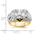 14k Two-tone Men's Polished and Textured with Black Enamel and VS Quality Diamond Masonic Ring, Size 10 - Birthstone Company