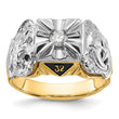 14k Two-tone Men's Polished and Textured with Black Enamel and VS Quality Diamond Masonic Ring, Size 10 - Birthstone Company