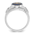 14k White Gold Men's Polished and Textured with Imitation Blue Spinel Masonic Ring, Size 10 - Birthstone Company