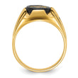 Men's Oval Onyx Masonic Grooved Ring in 14K Yellow Gold, Size 10