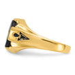 Men's Oval Onyx Masonic Grooved Ring in 14K Yellow Gold, Size 10