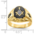 Men's Oval Onyx Masonic Grooved Ring in 14K Yellow Gold, Size 10