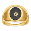 Men's Oval Onyx Masonic Ring in 14K Yellow Gold, 2mm, Size 10