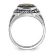 Men's Oval Onyx Masonic Ring in 14K White Gold, Size 10