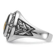Men's Oval Onyx Masonic Ring in 14K White Gold, Size 10