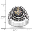 Men's Oval Onyx Masonic Ring in 14K White Gold, Size 10