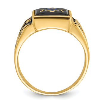 Men's Enamel and Onyx Masonic Ring in 14K Yellow Gold, 3.5mm, Size 10