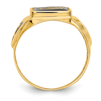 Men's Onyx Masonic Ring in 14K Yellow Gold, 2.5mm, Size 10
