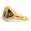 Men's Onyx Masonic Ring in 14K Yellow Gold, 2.5mm, Size 10