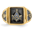 Men's Onyx Masonic Ring in 14K Yellow Gold, 2.5mm, Size 10
