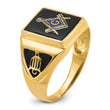 Men's Onyx Masonic Ring in 14K Yellow Gold, 2.5mm, Size 10