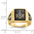 Men's Onyx Masonic Ring in 14K Yellow Gold, 2.5mm, Size 10
