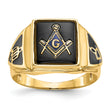 Men's Onyx Masonic Ring in 14K Yellow Gold, 2.5mm, Size 10