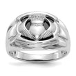 14k White Gold AA Diamond and Onyx Mens Claddagh Ring, Size 10 - Birthstone Company